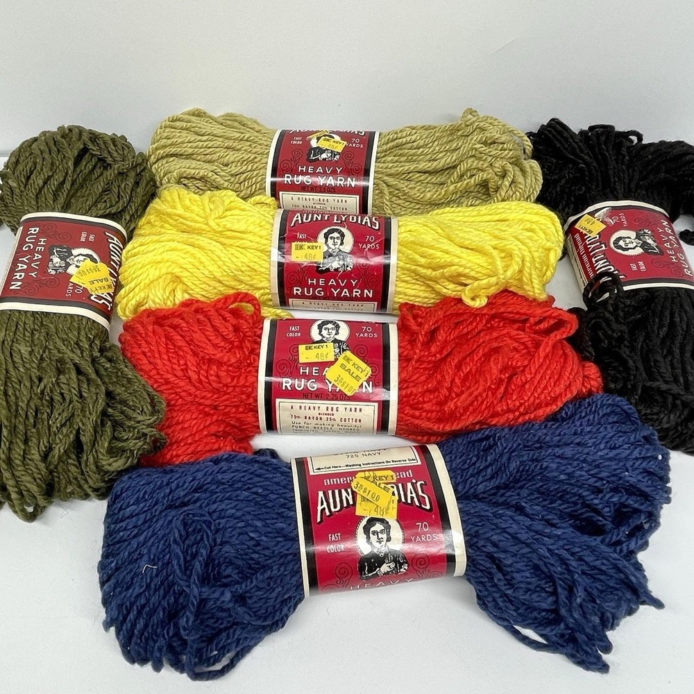 Vintage Aunt Lydia's Heavy Craft & Rug Yarn 70 Yards Multicolor Lot Of 6 Skeins